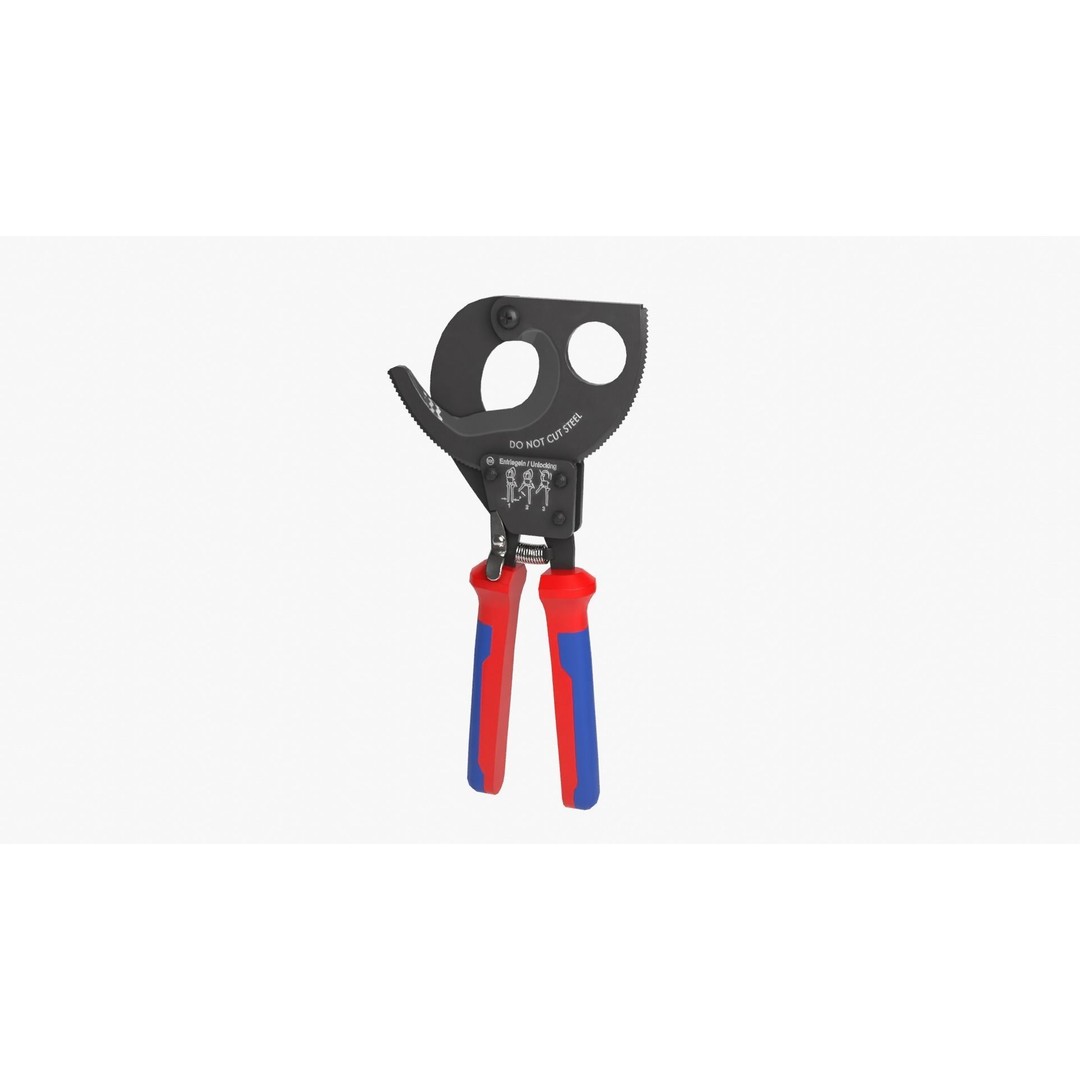 Ratchet Wire Cutters 3D Model – Low Poly PBR Tool, FBX, OBJ - View 4