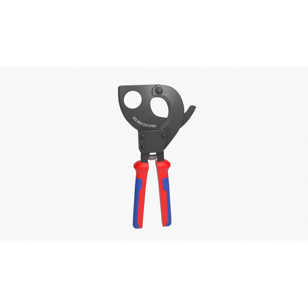 Ratchet Wire Cutters 3D Model – Low Poly PBR Tool, FBX, OBJ - View 9