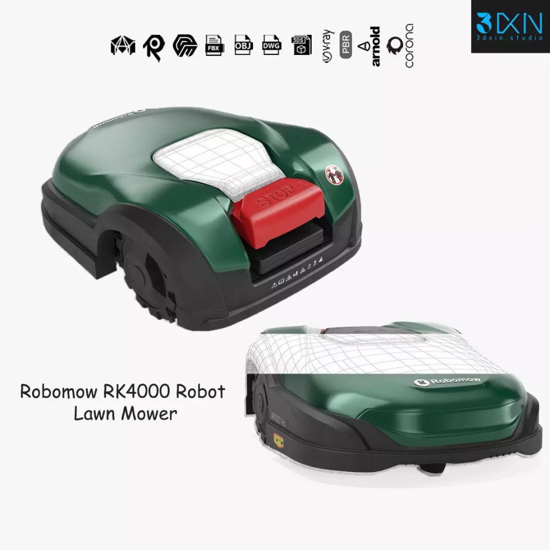 Robomow RK4000 3D Model – High Poly Robot Lawn Mower, FBX, OBJ, PBR - View 2