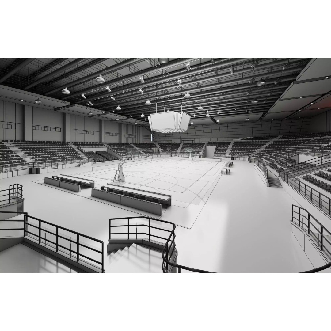Indoor Basketball Arena 3D Model – Low Poly Rigged Game Asset, FBX - View 10