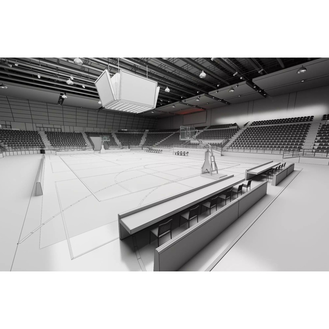 Indoor Basketball Arena 3D Model – Low Poly Rigged Game Asset, FBX - View 11