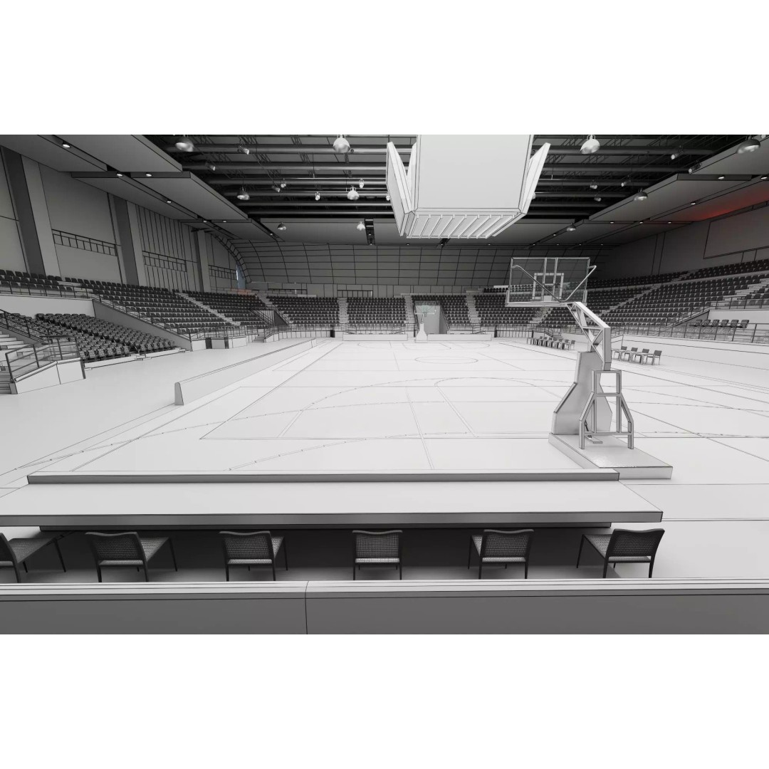 Indoor Basketball Arena 3D Model – Low Poly Rigged Game Asset, FBX - View 12