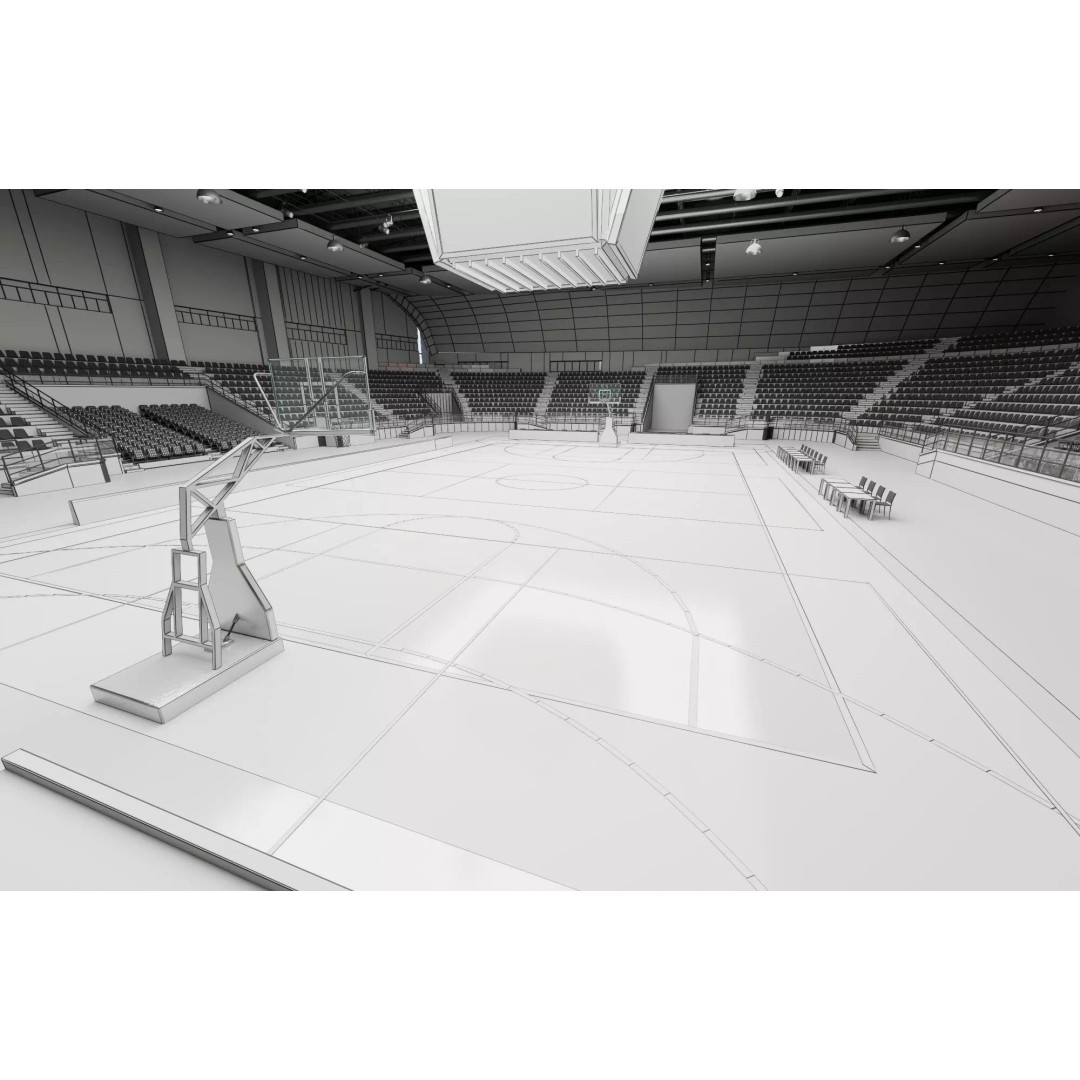 Indoor Basketball Arena 3D Model – Low Poly Rigged Game Asset, FBX - View 13