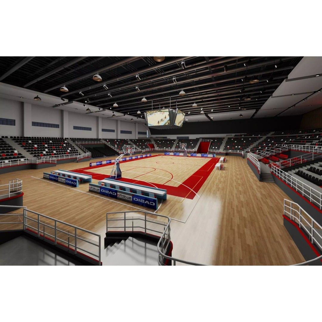 Indoor Basketball Arena 3D Model – Low Poly Rigged Game Asset, FBX - View 3