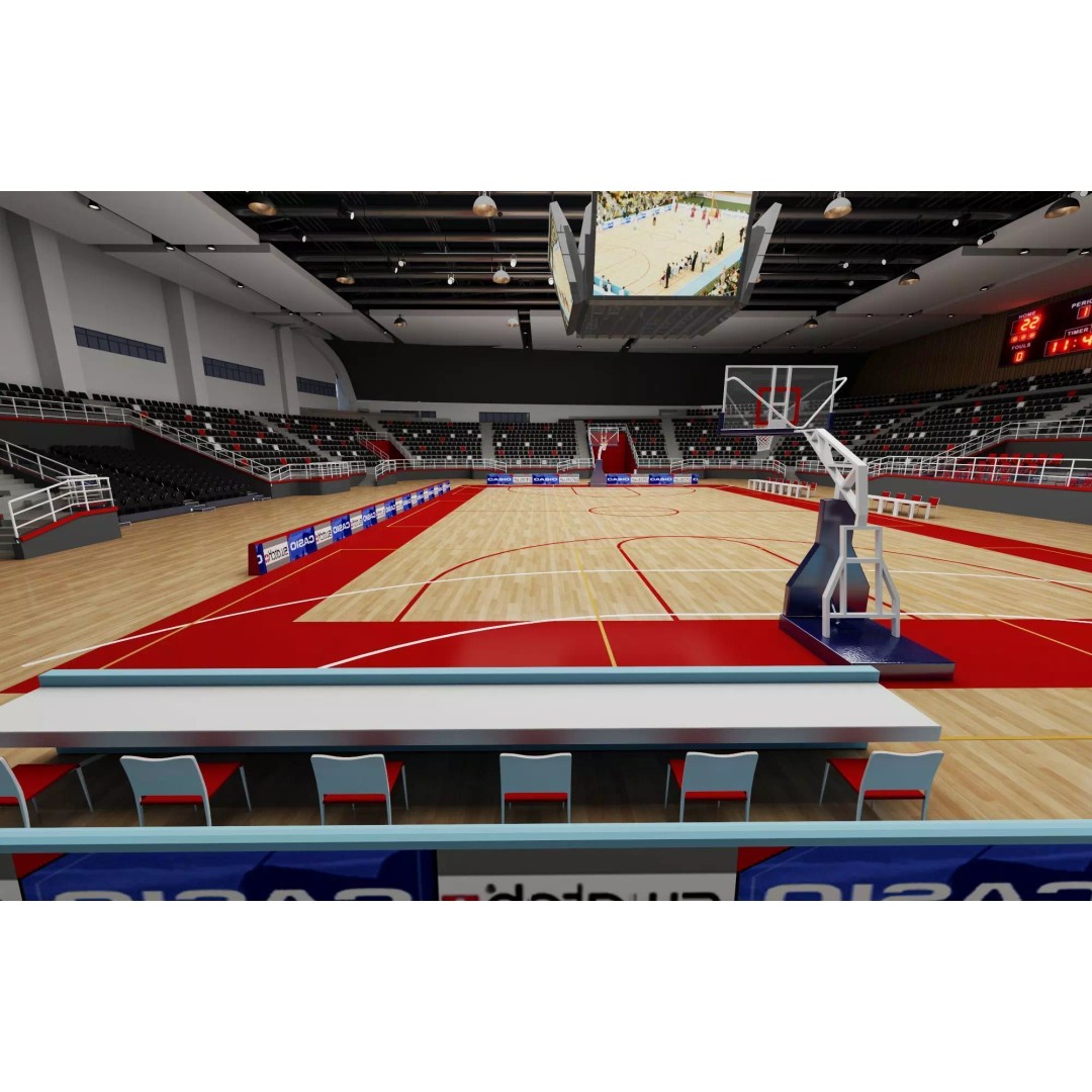 Indoor Basketball Arena 3D Model – Low Poly Rigged Game Asset, FBX - View 5
