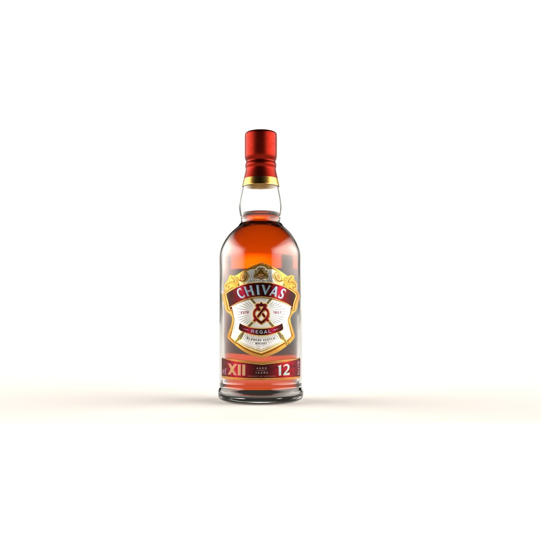 Chivas Scotch Whisky Bottle 3D Model – Low Poly PBR Asset, Blender & FBX