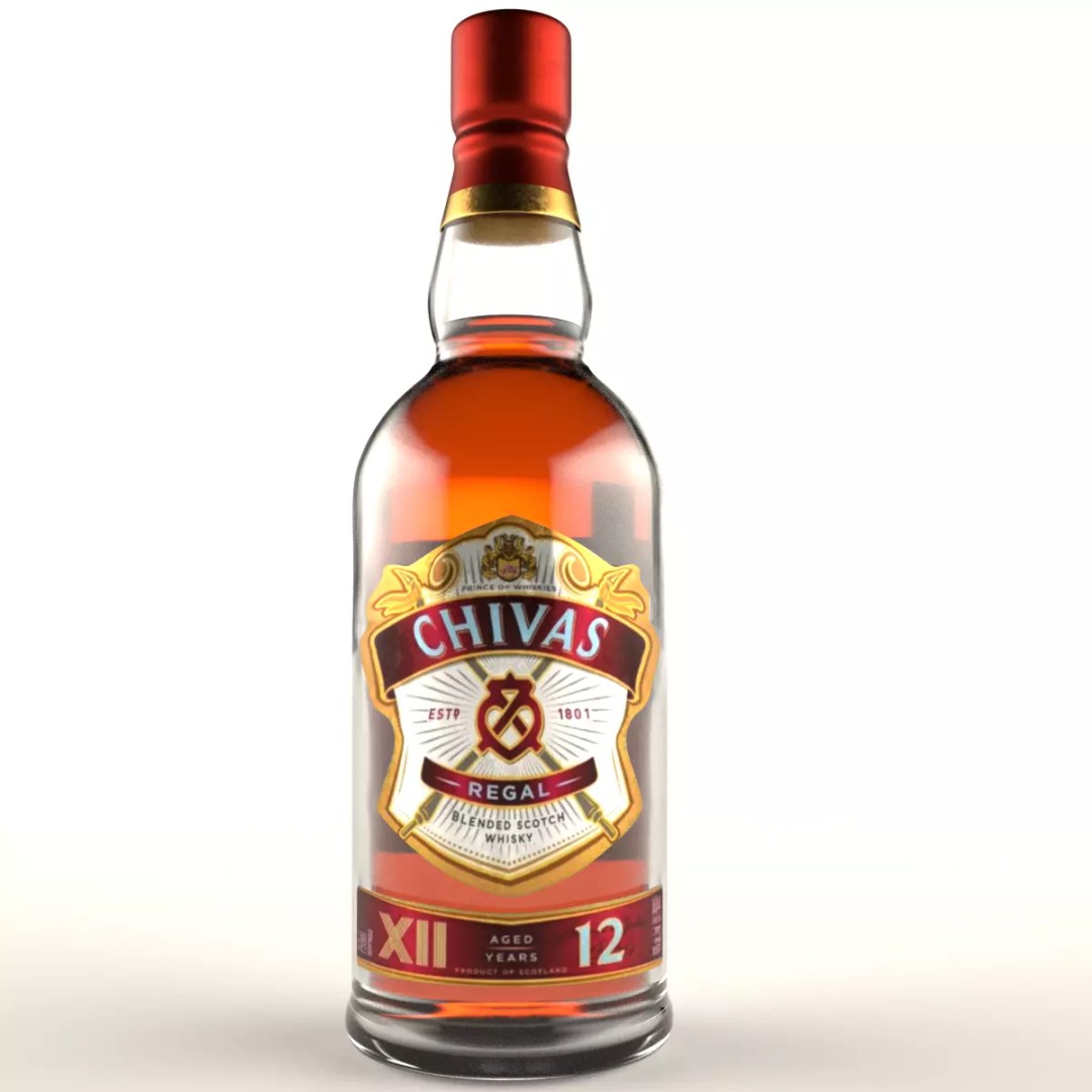 Chivas Scotch Whisky Bottle 3D Model – Low Poly PBR Asset, Blender & FBX - View 2