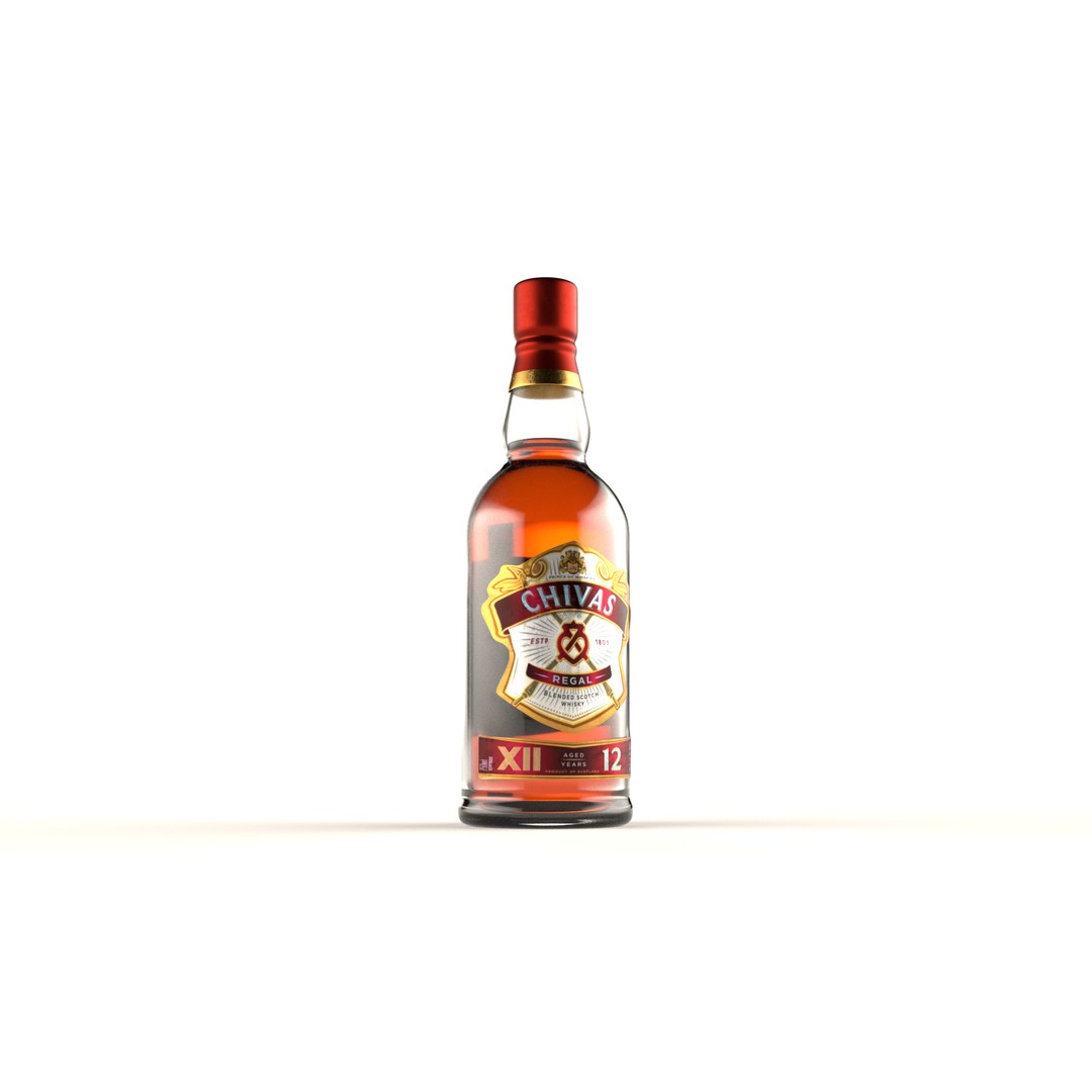 Chivas Scotch Whisky Bottle 3D Model – Low Poly PBR Asset, Blender & FBX - View 3