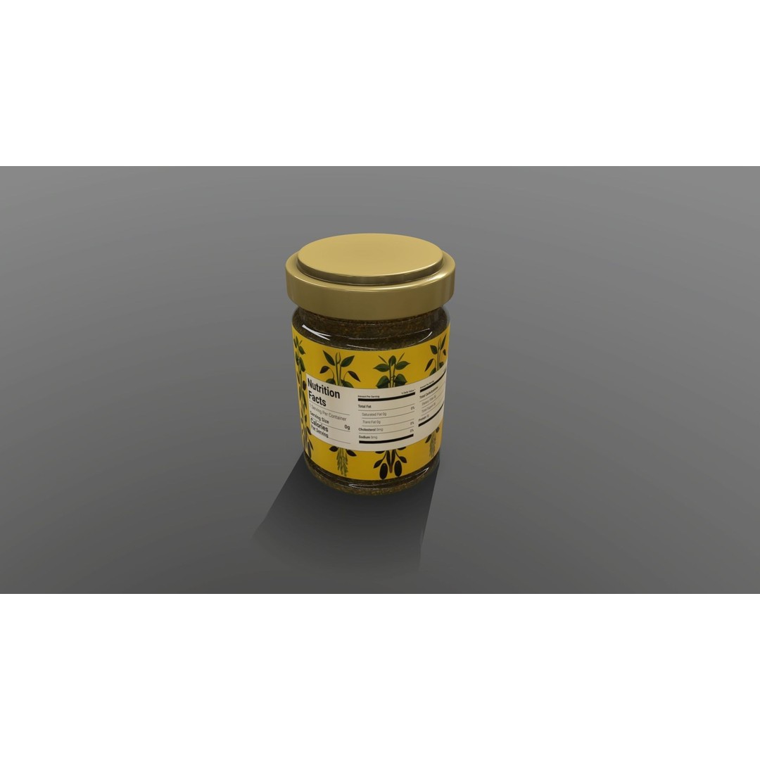 Natural Seasoning Spice Jar 3D Model – Low Poly PBR Kitchen Asset, FBX - View 4