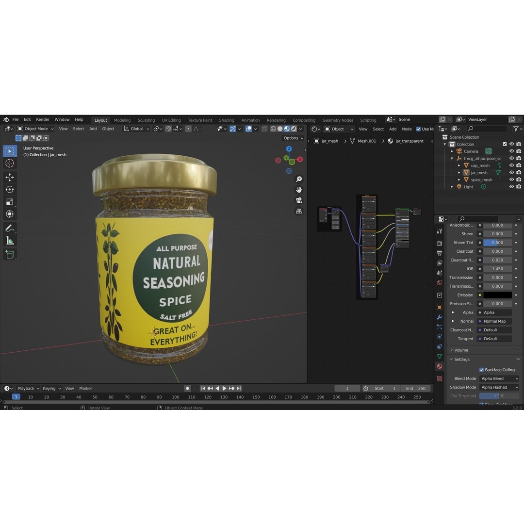 Natural Seasoning Spice Jar 3D Model – Low Poly PBR Kitchen Asset, FBX - View 8