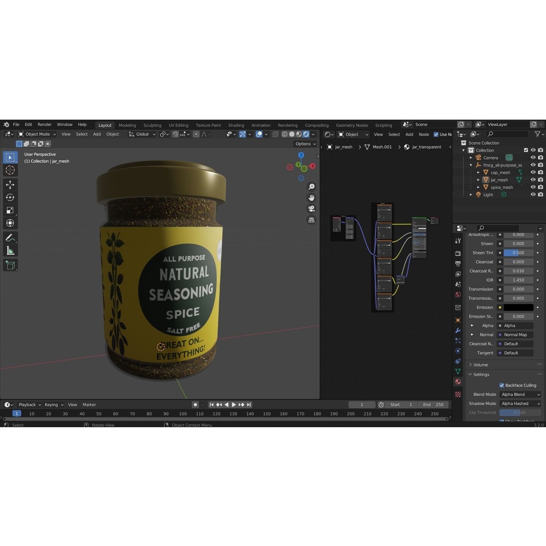 Natural Seasoning Spice Jar 3D Model – Low Poly PBR Kitchen Asset, FBX - View 9