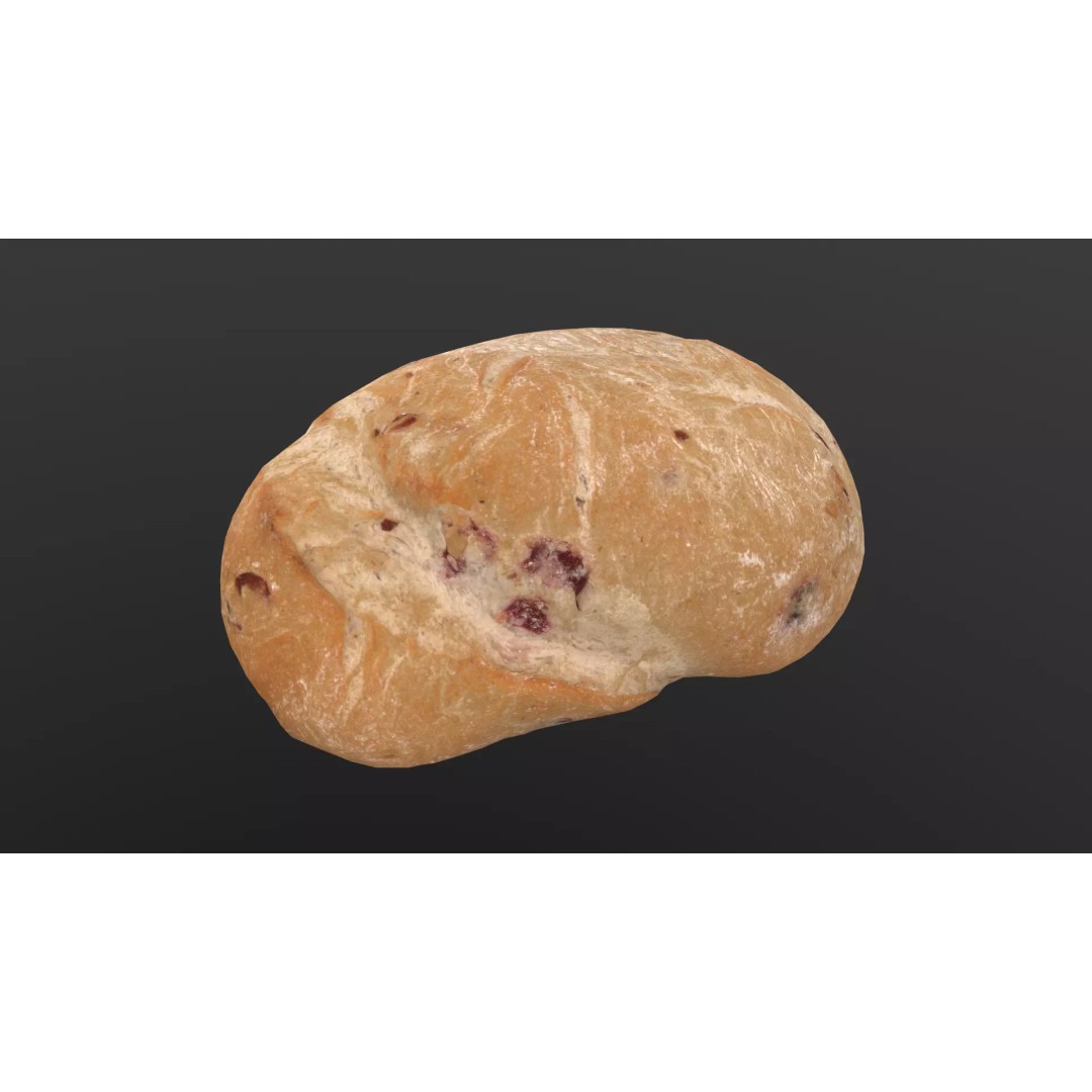 Cranberry Bread 3D Model – Low Poly PBR Game Asset, FBX - View 2