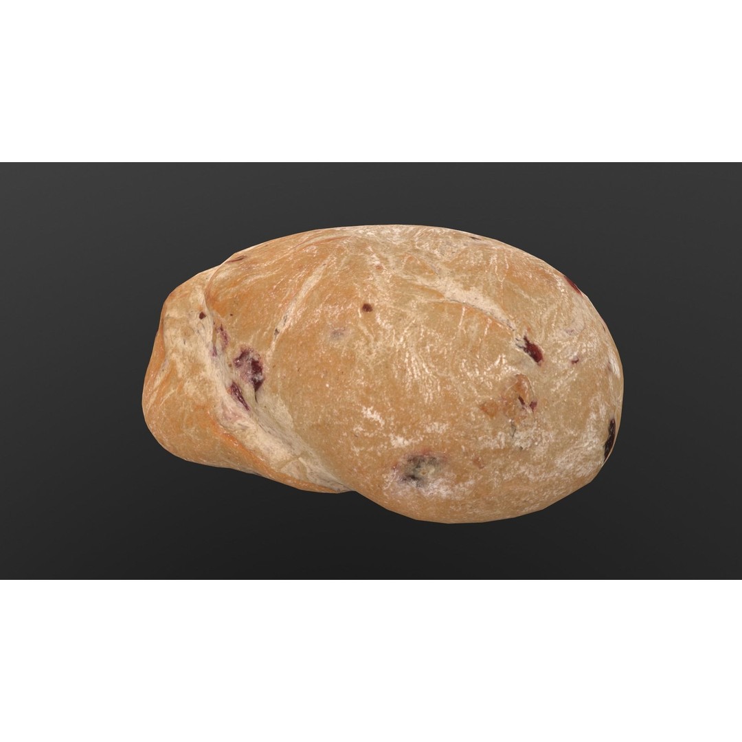 Cranberry Bread 3D Model – Low Poly PBR Game Asset, FBX - View 3