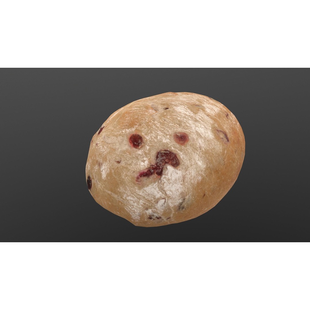 Cranberry Bread 3D Model – Low Poly PBR Game Asset, FBX - View 5