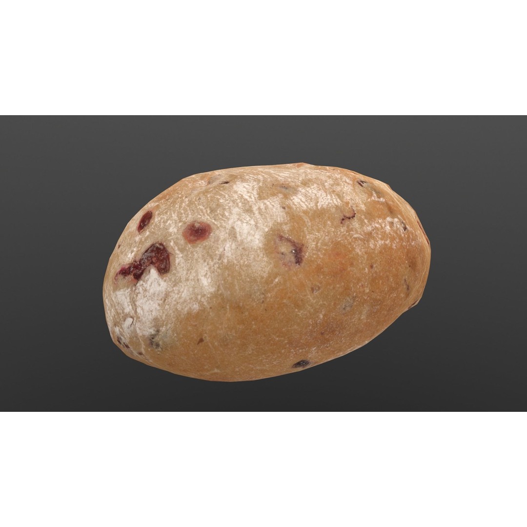Cranberry Bread 3D Model – Low Poly PBR Game Asset, FBX - View 6