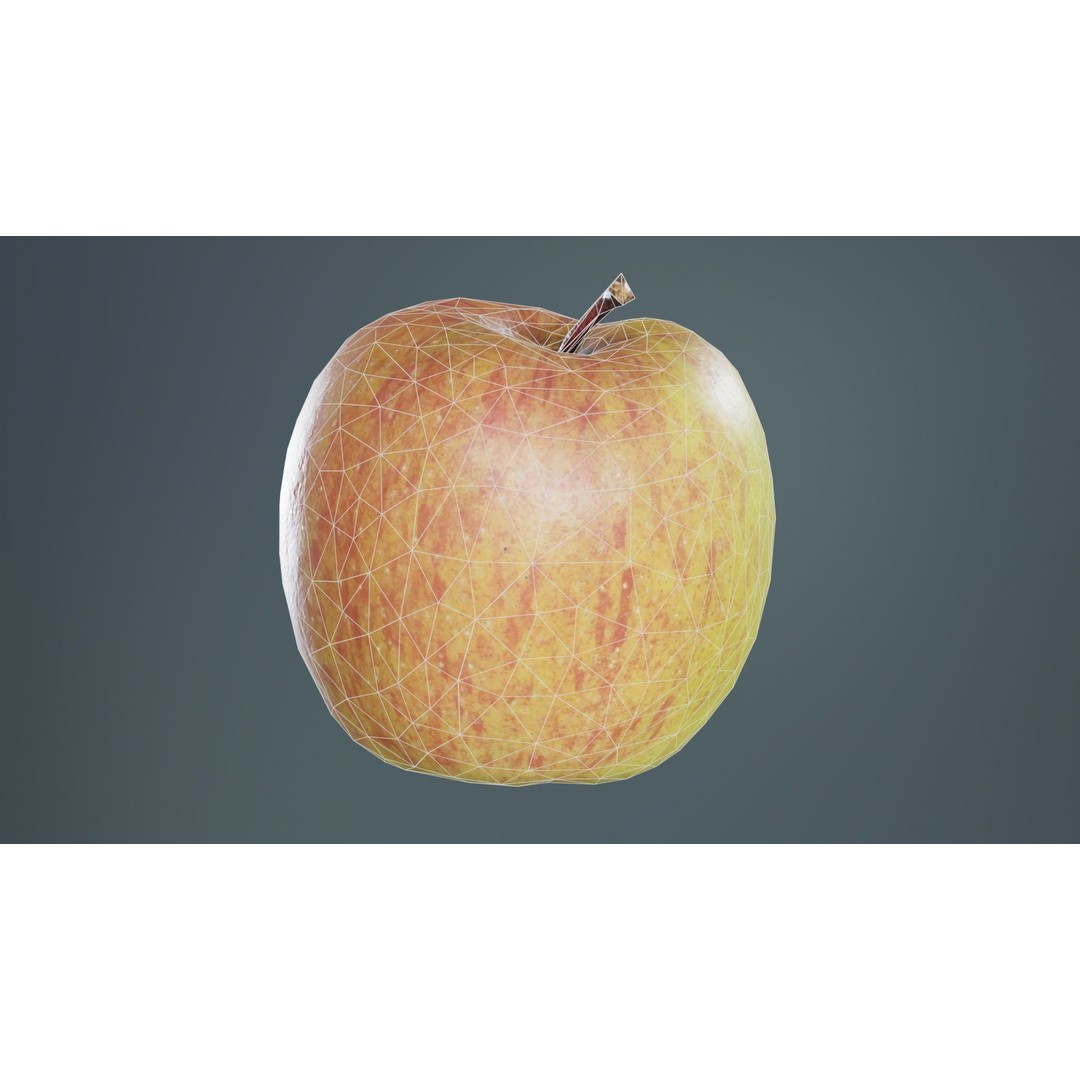 Apple 3D Model – Low Poly Fruit Asset with PBR Textures, Blender - View 11