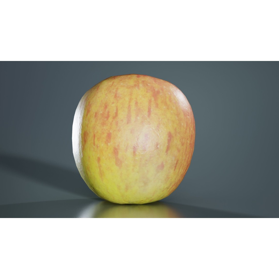Apple 3D Model – Low Poly Fruit Asset with PBR Textures, Blender - View 3