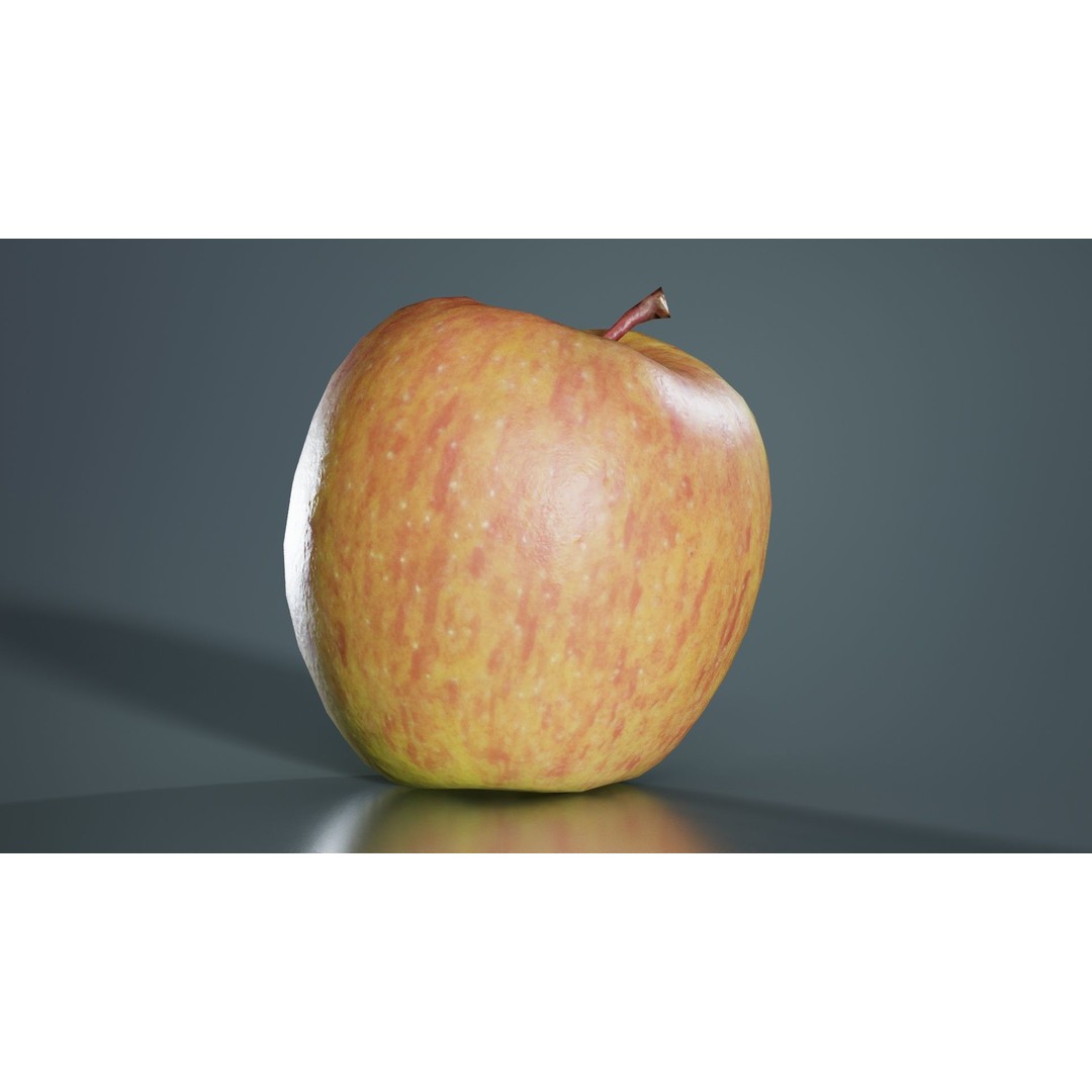 Apple 3D Model – Low Poly Fruit Asset with PBR Textures, Blender - View 4