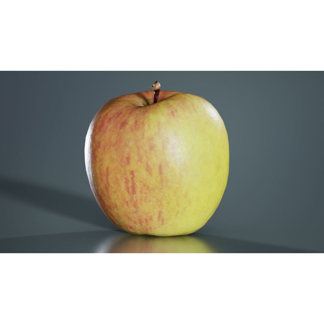 Apple 3D Model – Low Poly Fruit Asset with PBR Textures, Blender - View 5