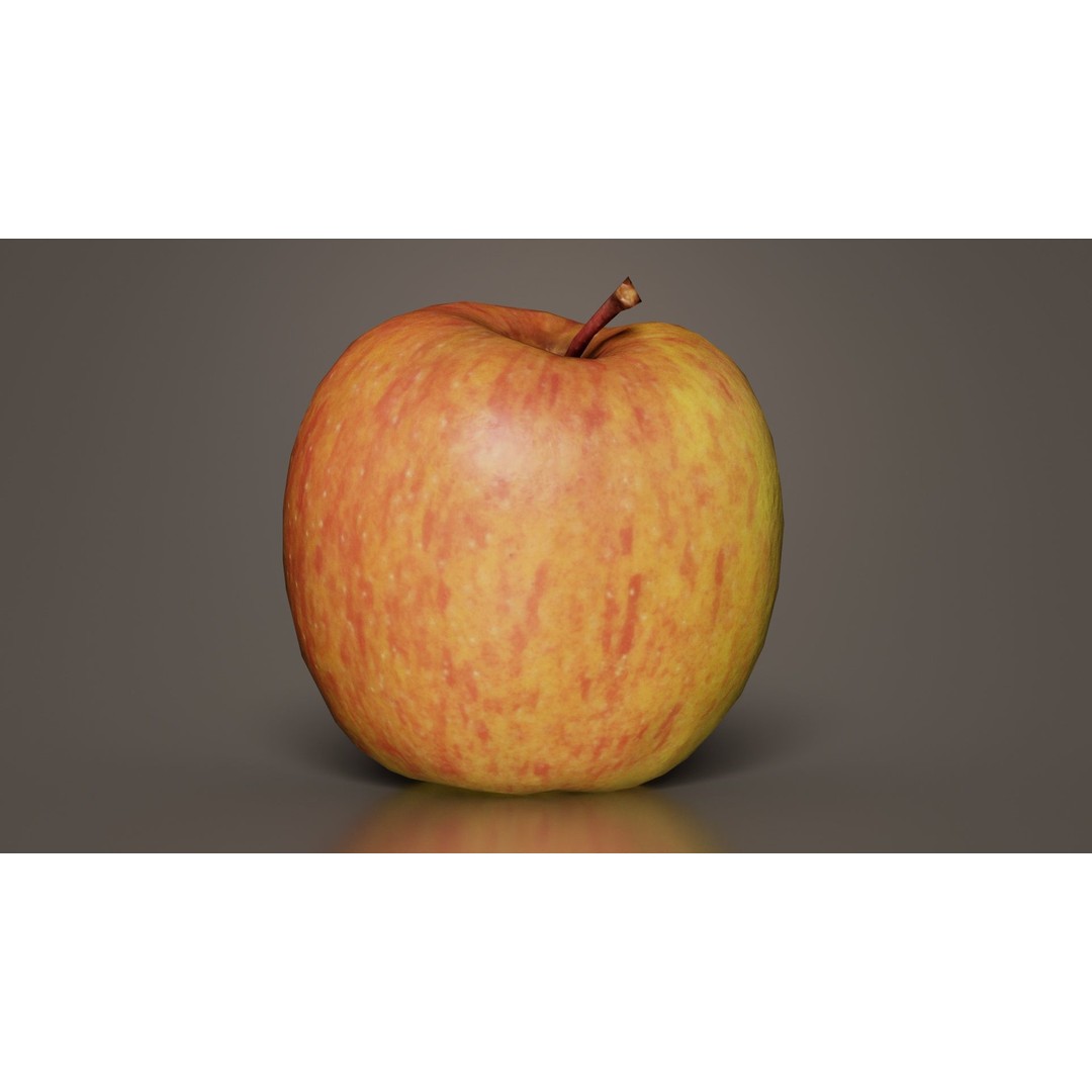 Apple 3D Model – Low Poly Fruit Asset with PBR Textures, Blender - View 7