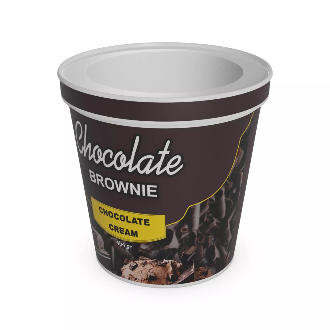 Chocolate Fudge Brownie Ice Cream Tub 3D Model – Low Poly Game Asset, FBX - View 2