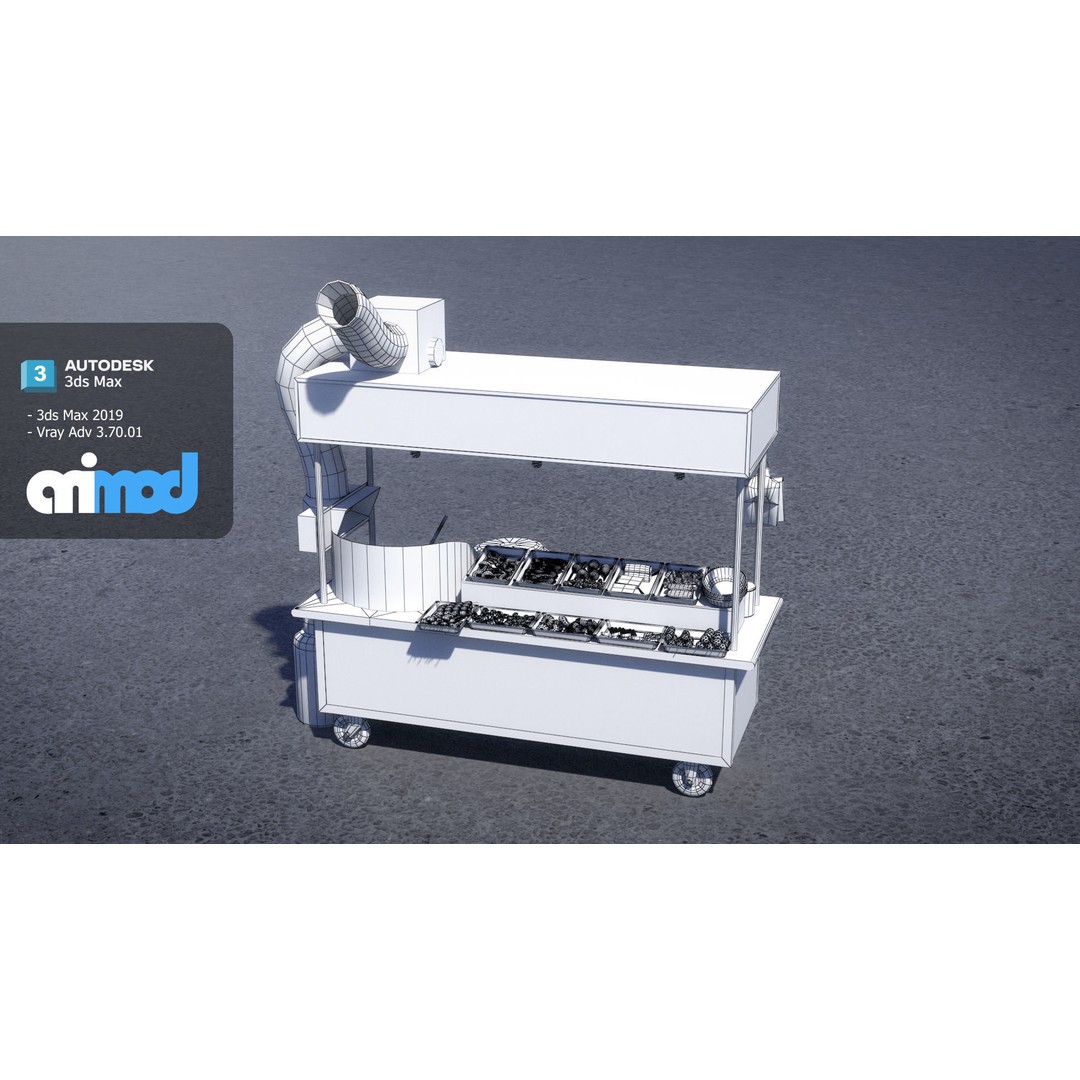 Spicy Fried Chicken Vendor 3D Model – Game Ready PBR Asset, FBX