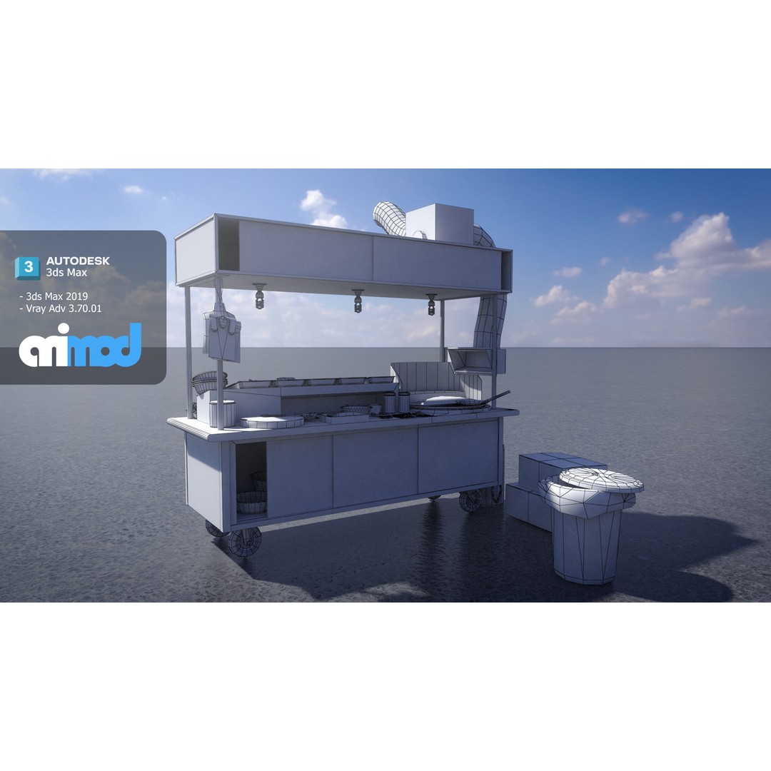 Spicy Fried Chicken Vendor 3D Model – Game Ready PBR Asset, FBX - View 13