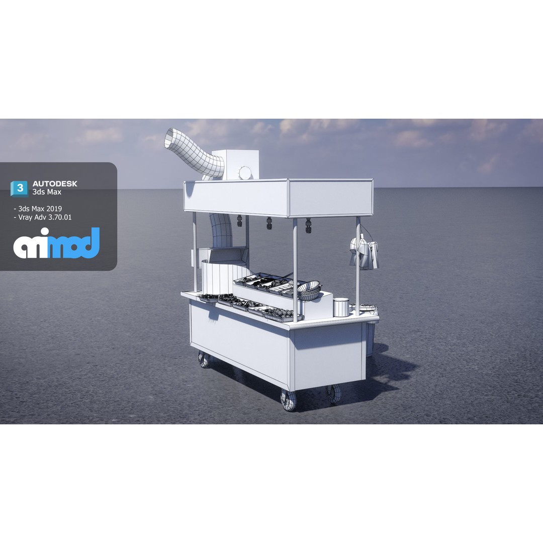 Spicy Fried Chicken Vendor 3D Model – Game Ready PBR Asset, FBX - View 17