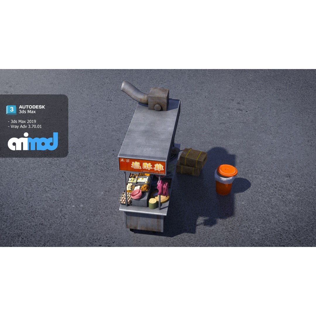 Spicy Fried Chicken Vendor 3D Model – Game Ready PBR Asset, FBX - View 5