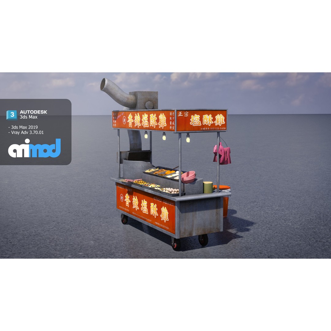 Spicy Fried Chicken Vendor 3D Model – Game Ready PBR Asset, FBX - View 7
