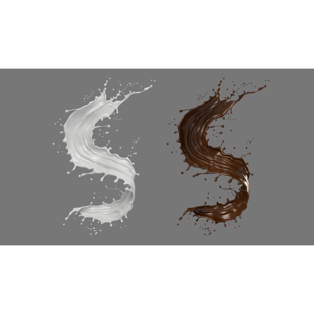 Splash of Milk 3D Model Collection – Realistic Beverage Assets, FBX, OBJ - View 3