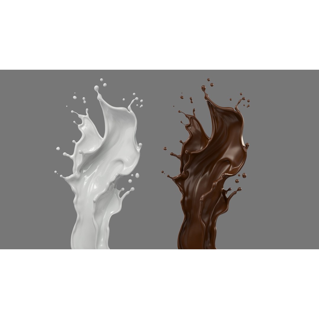 Splash of Milk 3D Model Collection – Realistic Beverage Assets, FBX, OBJ - View 4