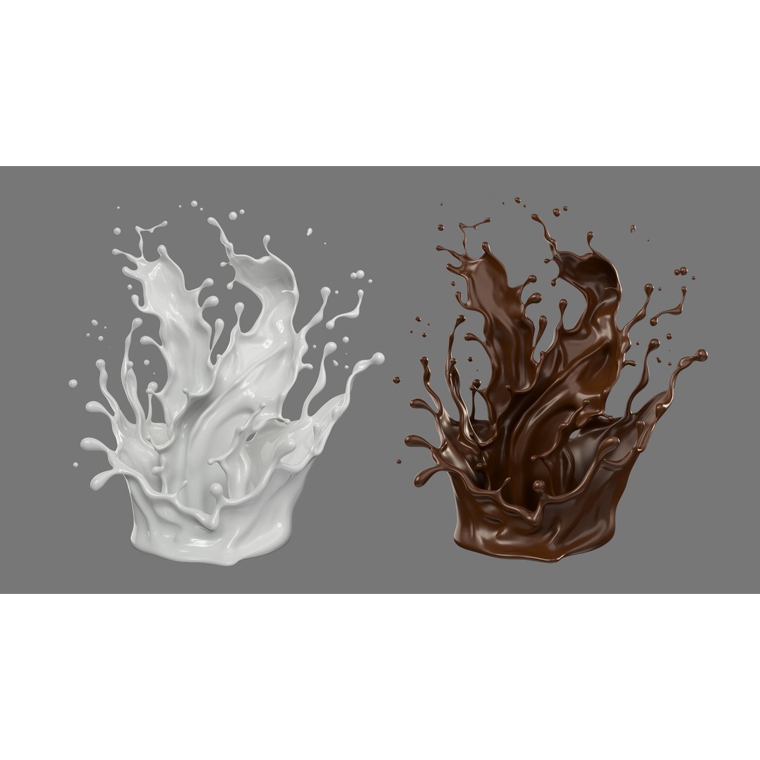 Splash of Milk 3D Model Collection – Realistic Beverage Assets, FBX, OBJ - View 5