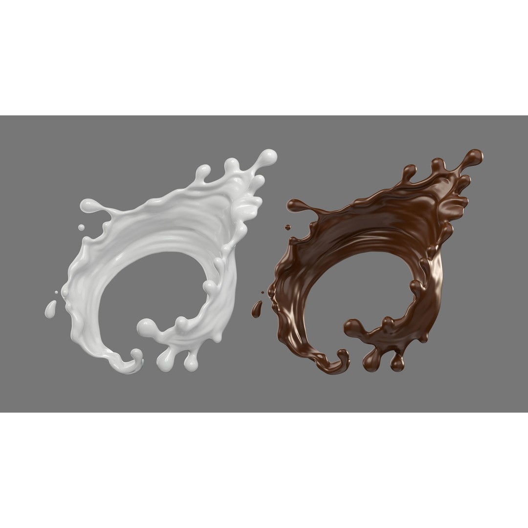 Splash of Milk 3D Model Collection – Realistic Beverage Assets, FBX, OBJ - View 6