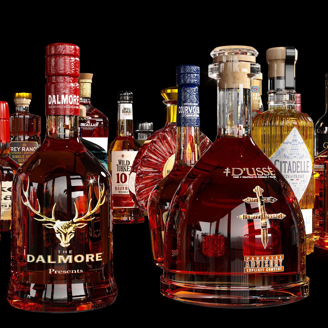 Scotch Whiskey Bottle Collection 3D Model – High Detail PBR Asset, FBX - View 13