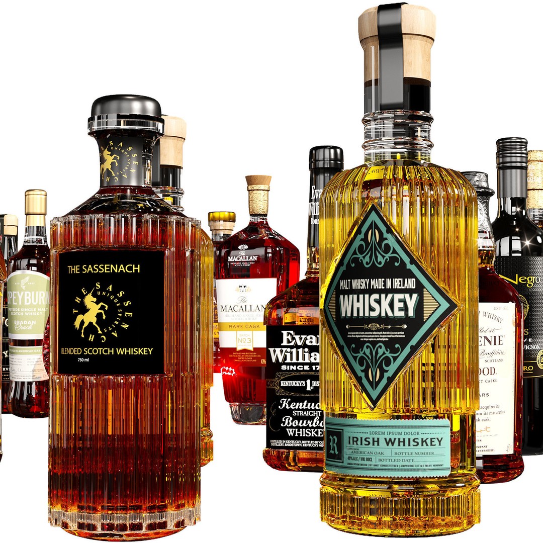 Scotch Whiskey Bottle Collection 3D Model – High Detail PBR Asset, FBX - View 14