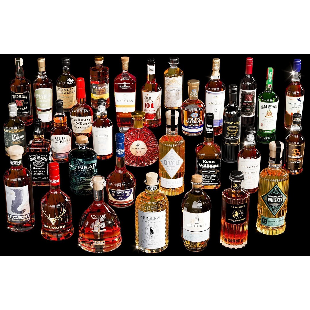 Scotch Whiskey Bottle Collection 3D Model – High Detail PBR Asset, FBX - View 2