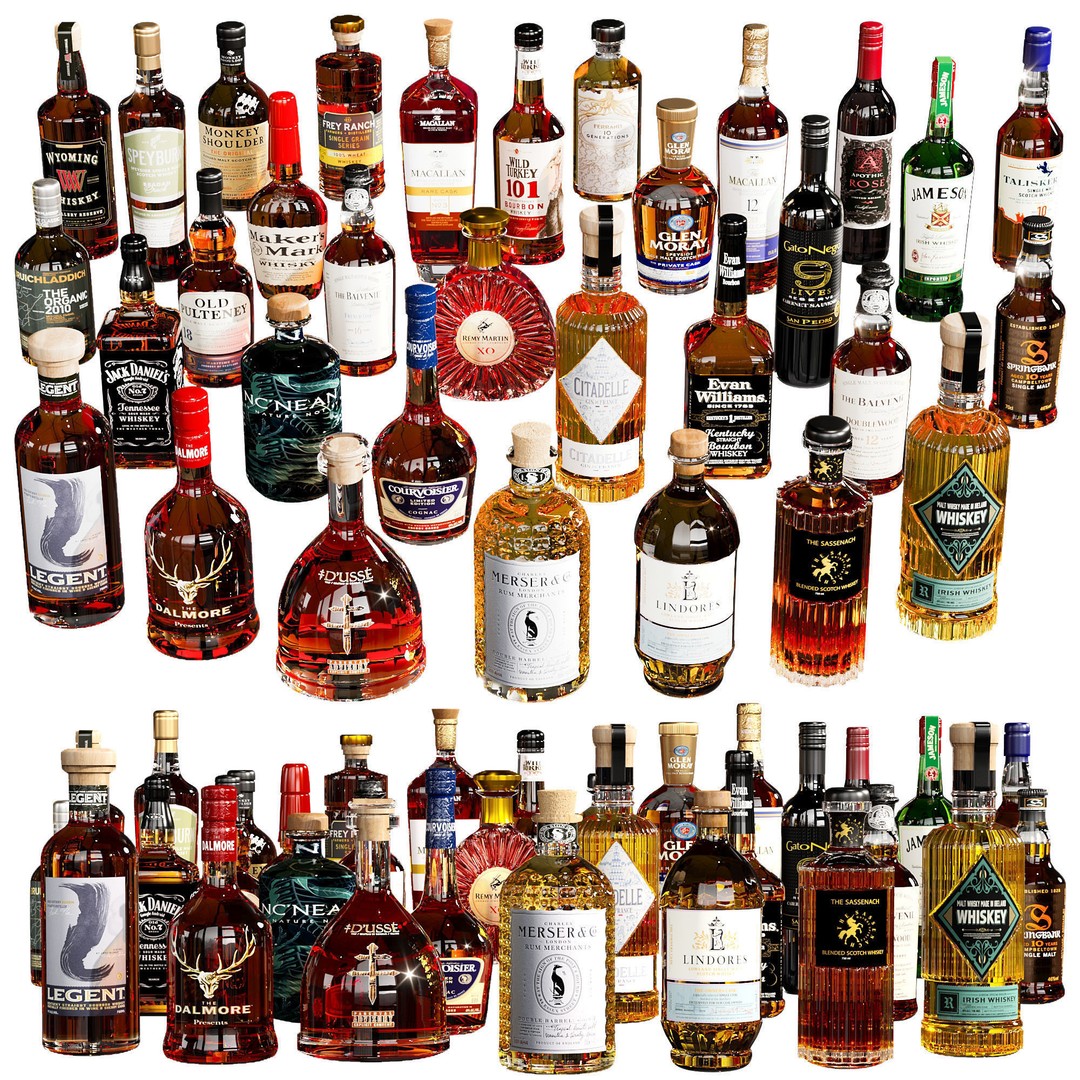 Scotch Whiskey Bottle Collection 3D Model – High Detail PBR Asset, FBX - View 4