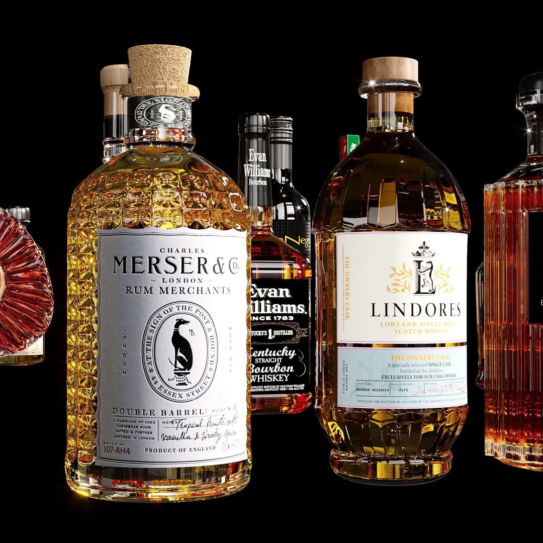 Scotch Whiskey Bottle Collection 3D Model – High Detail PBR Asset, FBX - View 5
