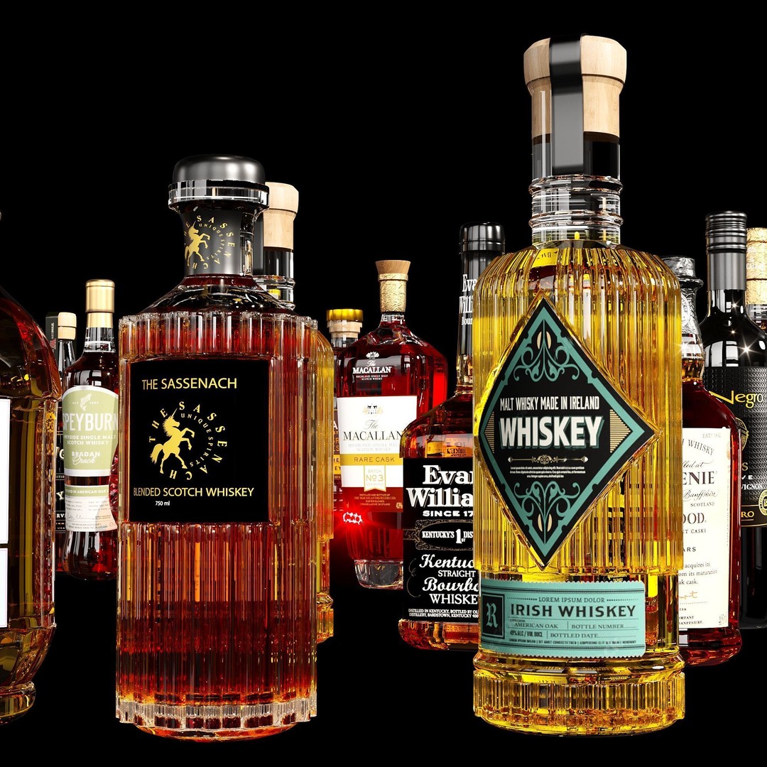 Scotch Whiskey Bottle Collection 3D Model – High Detail PBR Asset, FBX - View 6
