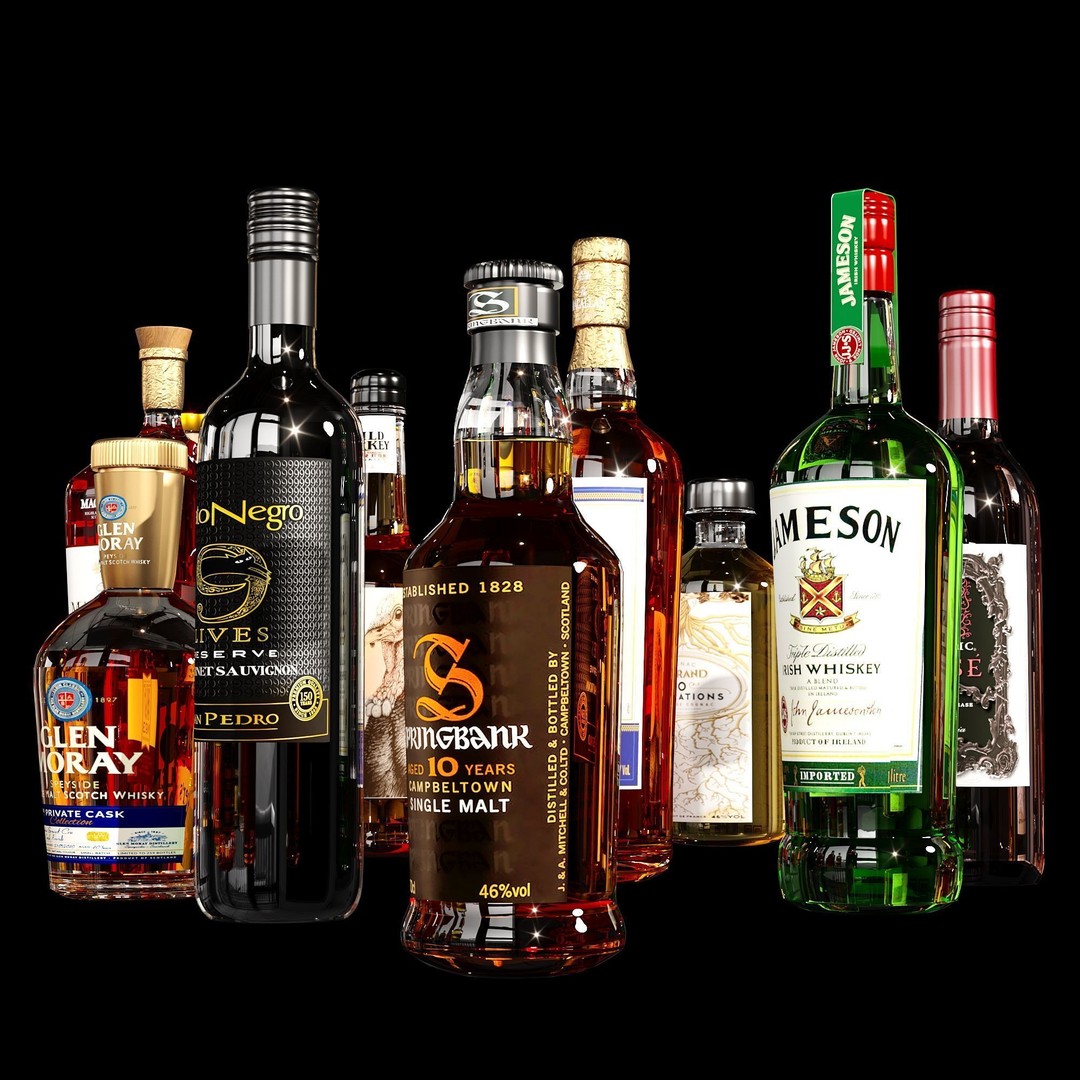 Scotch Whiskey Bottle Collection 3D Model – High Detail PBR Asset, FBX - View 8