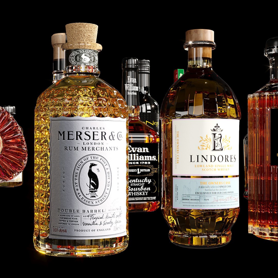 Scotch Whiskey Bottle Collection 3D Model – High Detail PBR Asset, FBX - View 9