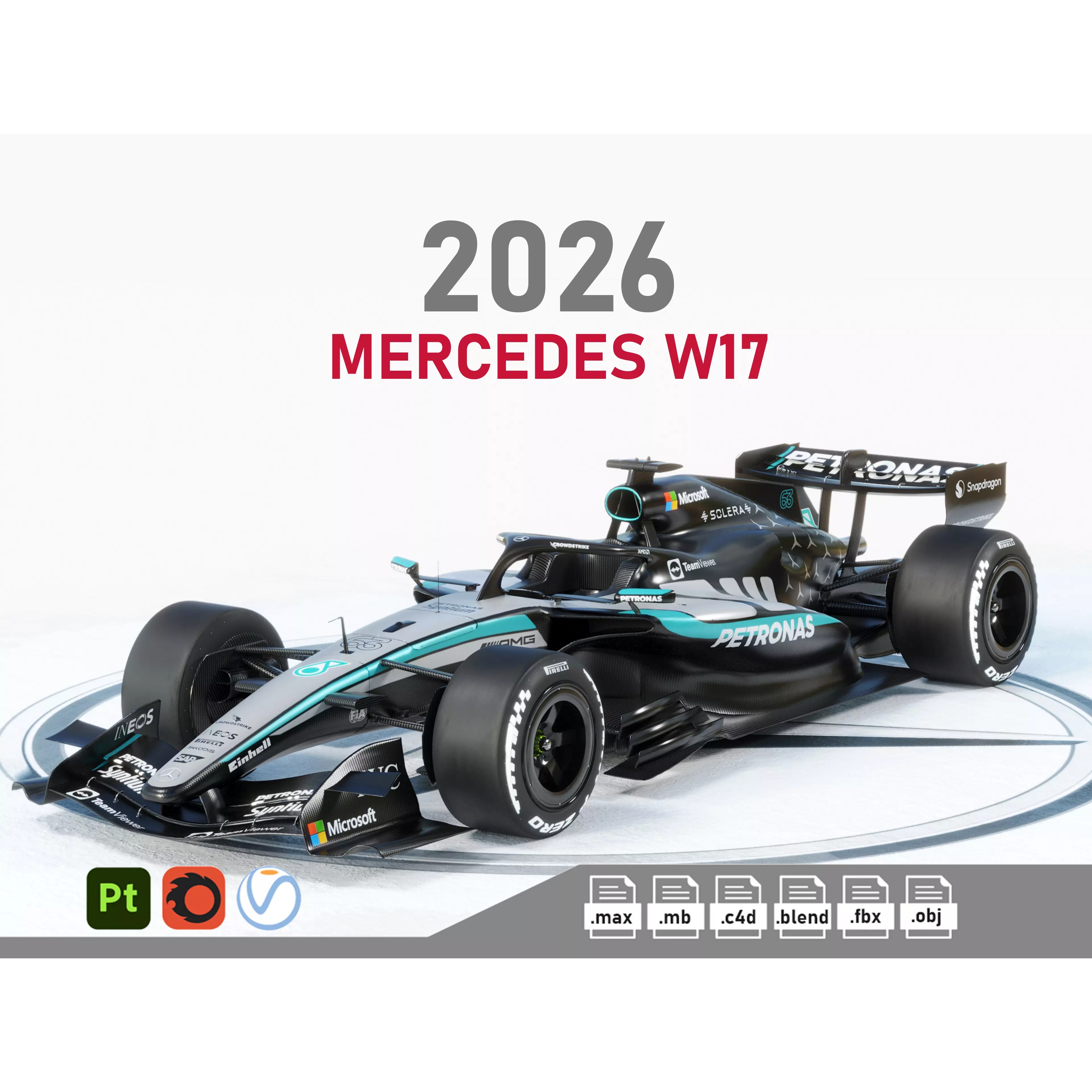 Mercedes-Benz W17 2026 - Game-Ready 3D Model - View 2