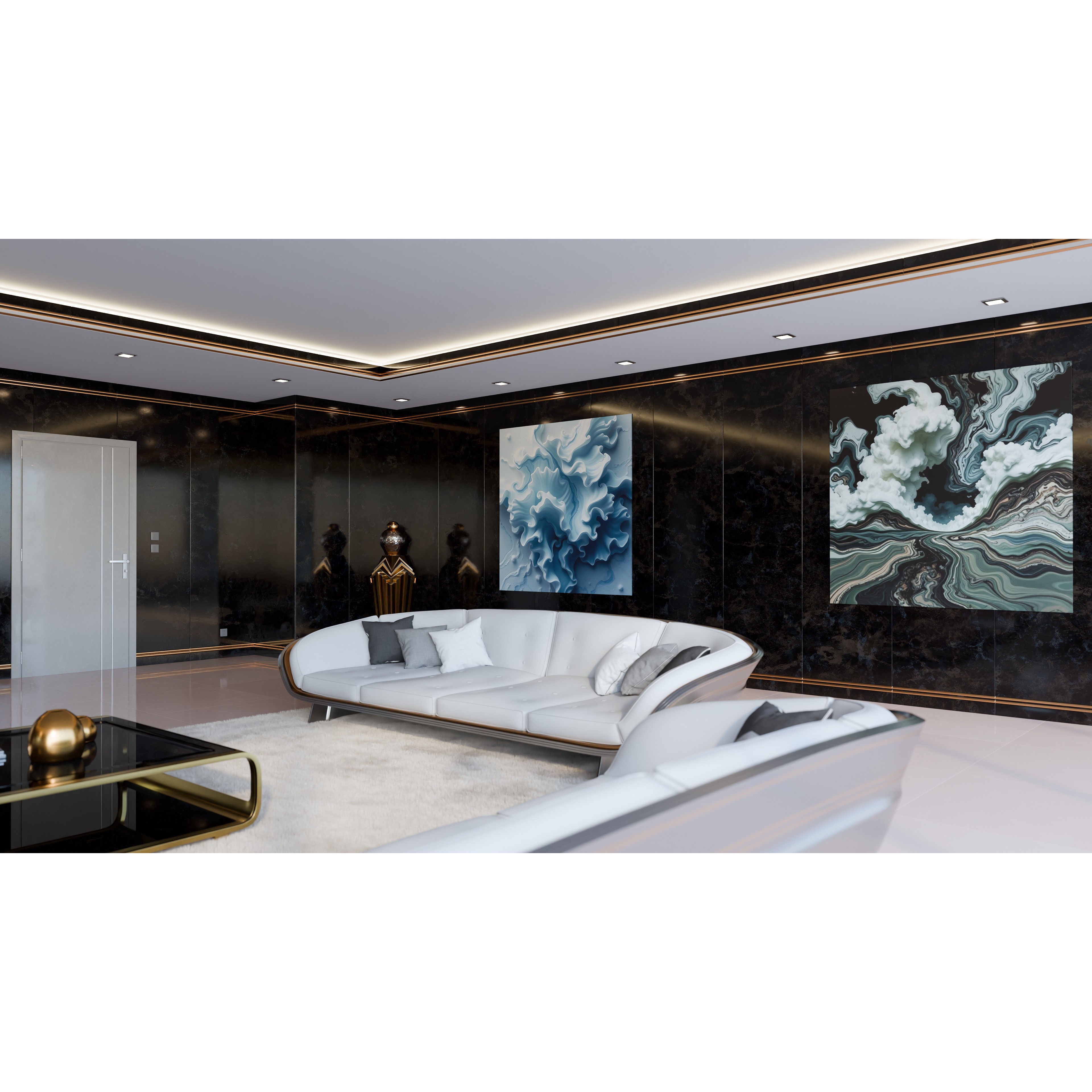 Modern Deco Living Room - High-Poly 3D Model - View 6