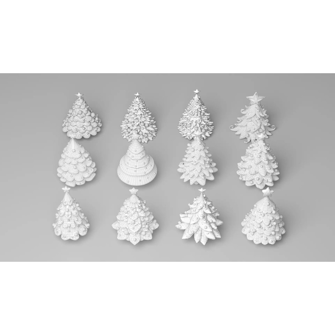 Christmas Tree 3D Model – Cartoon Style PBR Asset, FBX, OBJ, Blender