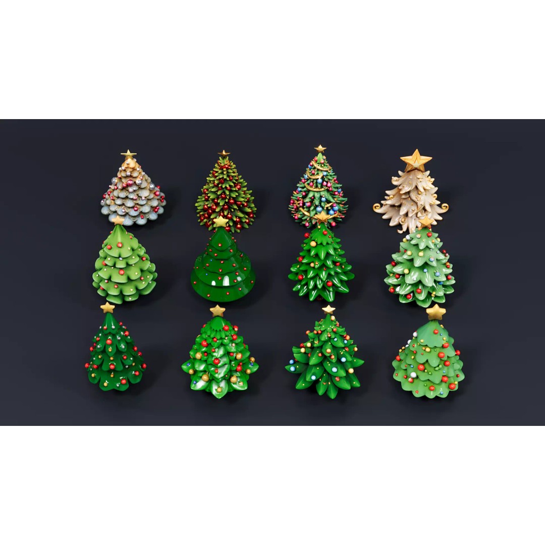 Christmas Tree 3D Model – Cartoon Style PBR Asset, FBX, OBJ, Blender - View 2