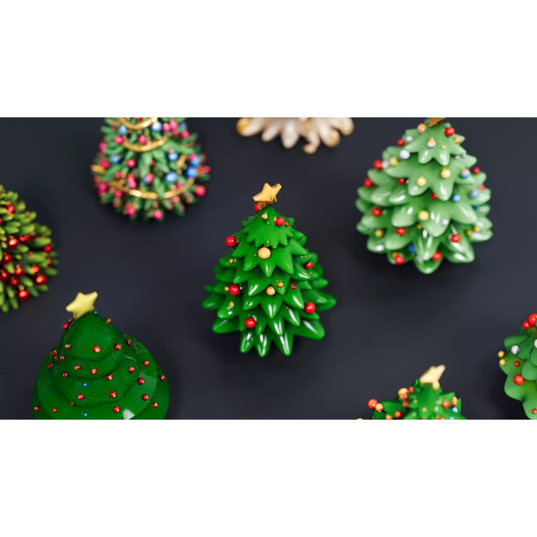 Christmas Tree 3D Model – Cartoon Style PBR Asset, FBX, OBJ, Blender - View 4