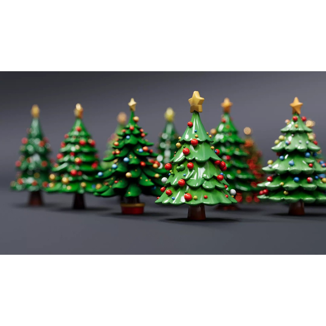 Christmas Tree 3D Model – Cartoon Style PBR Asset, FBX, OBJ, Blender - View 5