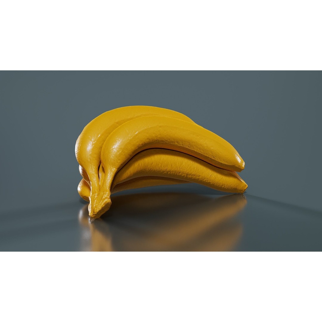 Banana Bunch 3D Model – Low Poly Game Asset, FBX, PBR Textures - View 14