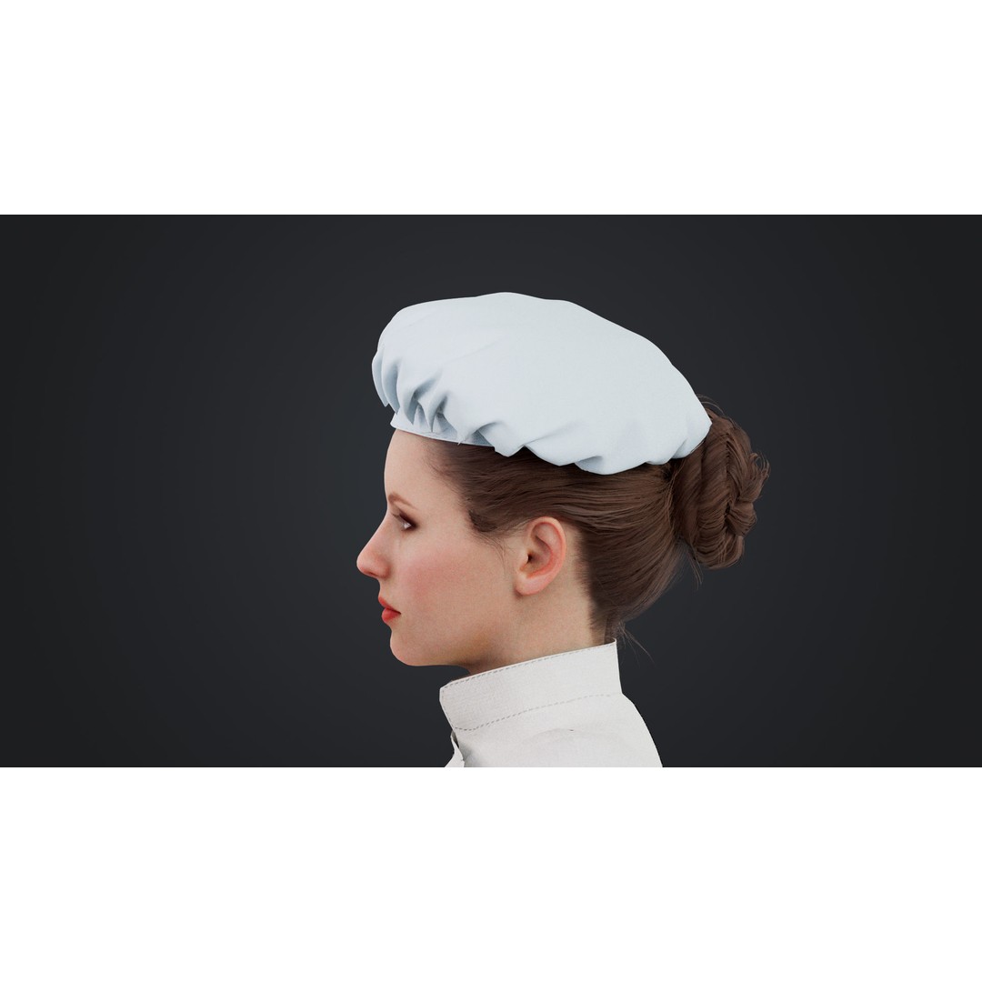 Female Chef 3D Model – Rigged Low-Poly Character for Animation - View 10